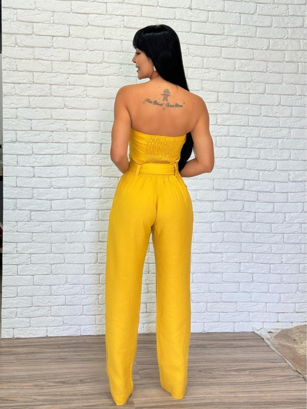 Macacão Longo Feminino Tomara Que Caia Com Cinto