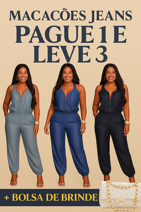 Macacão Jeans -  Pague 1 e Leve 3